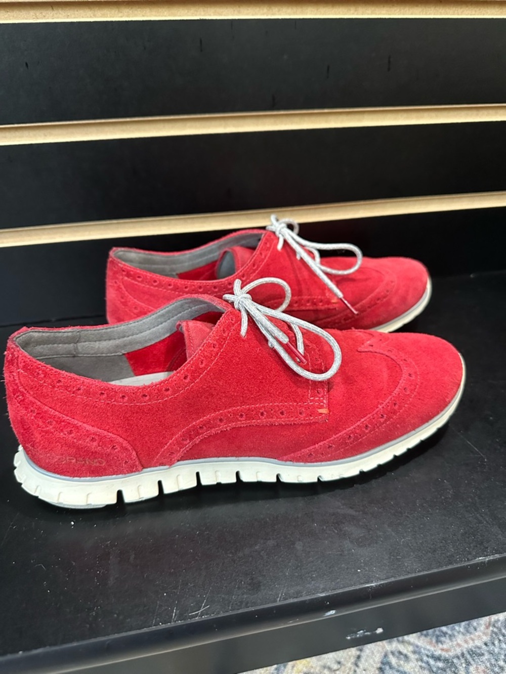 Cole Haan Red Suede Wingtip Comfort Sneakers - Women's